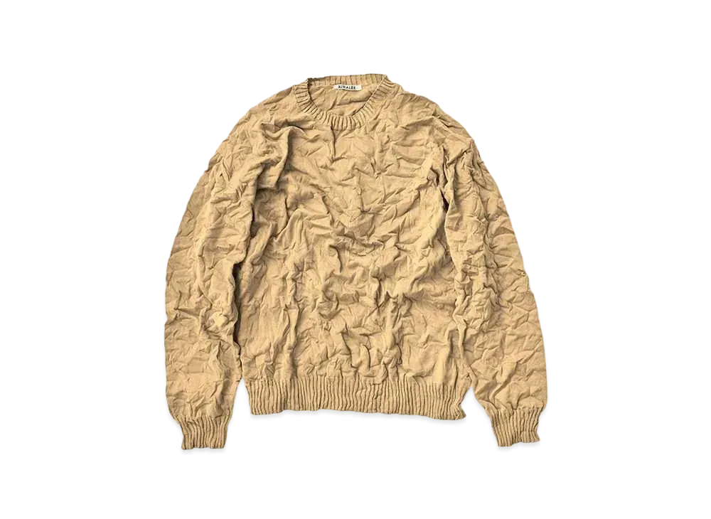 AURALEE Wrinkled Dry Cotton Knit P/O "Beige"