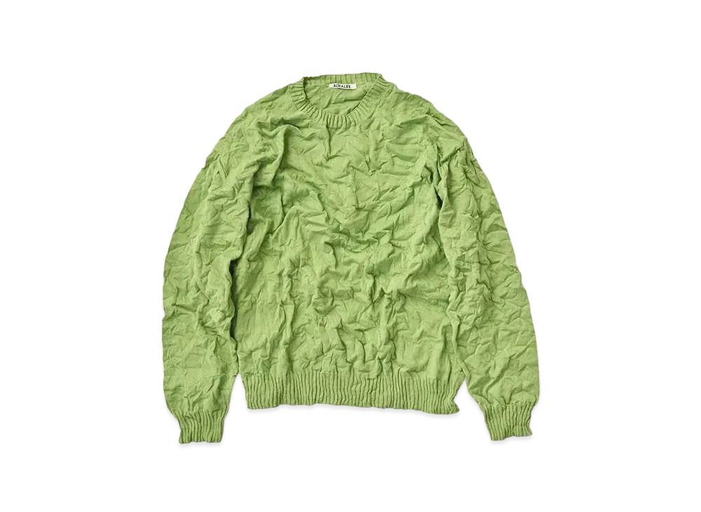 AURALEE Wrinkled Dry Cotton Knit P/O "Sage Green"