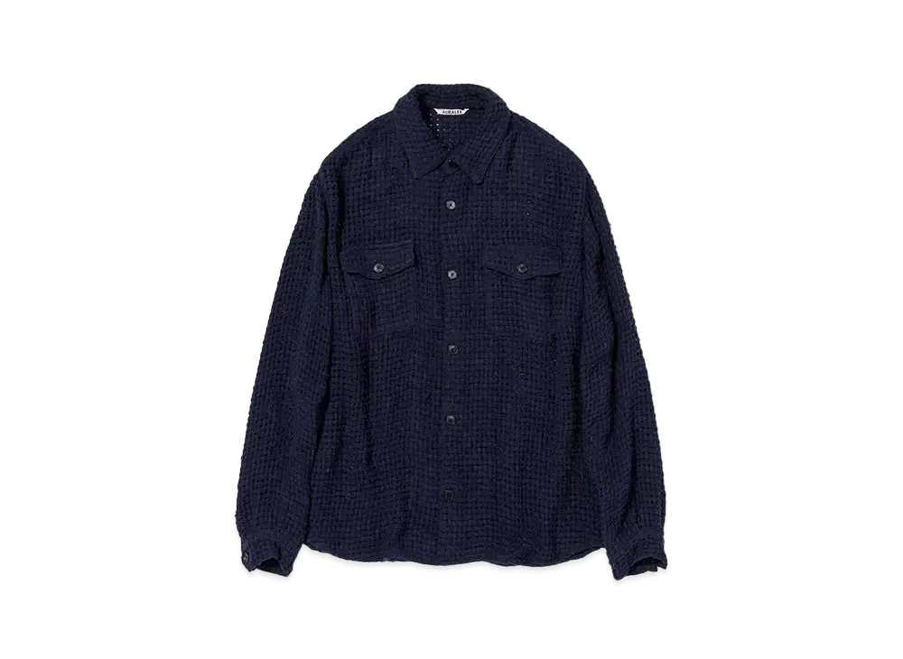 AURALEE Homespun Summer Tweed Mesh Shirt "Navy"