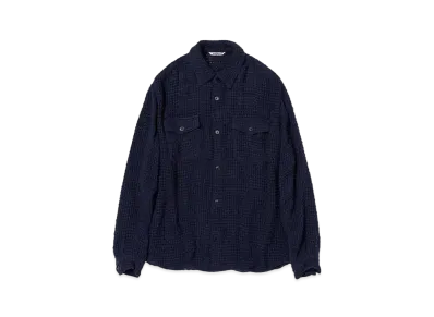 AURALEE Homespun Summer Tweed Mesh Shirt "Navy"