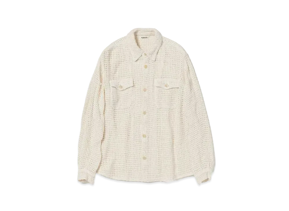 AURALEE Homespun Summer Tweed Mesh Shirt "Off White"