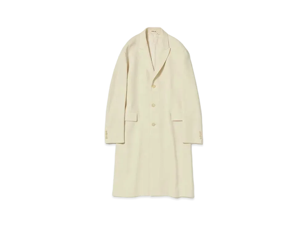 AURALEE Double Cloth High Count Wool Chesterfield Coat "Ivory"