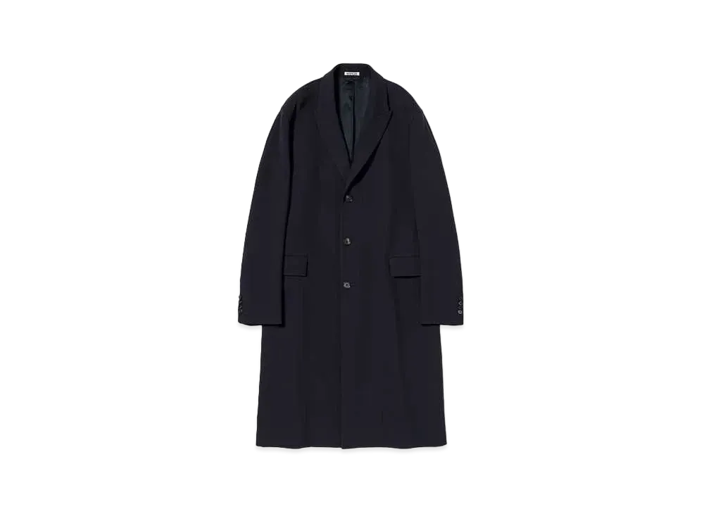 AURALEE Double Cloth High Count Wool Chesterfield Coat "Dark Navy"