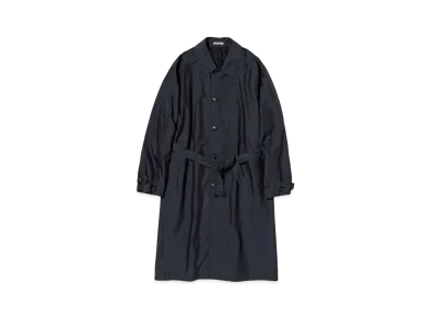 AURALEE Finx Polyester Weather Chambray Soutien Collar Coat "Black Chambray"