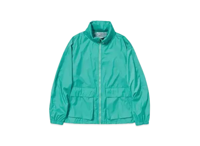 AURALEE Hard Twist Polyester Satin Laminate Zip Blouson "Turquoise Blue"