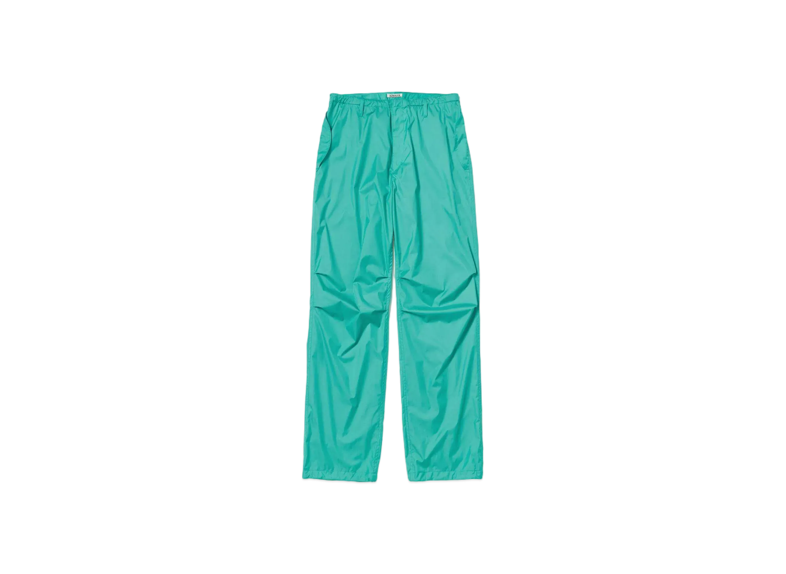 AURALEE Hard Twist Polyester Satin Laminate Field Pants "Turquoise Blue"