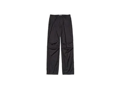 AURALEE Hard Twist Polyester Satin Laminate Field Pants "Black"