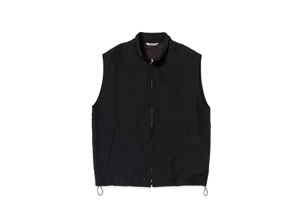 AURALEE High Count Wool Poplin Vest "Black"