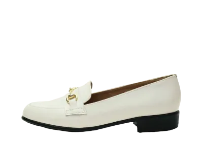 HARUTA Women's Low Heel Bit Loafers Cowhide Leather "Off White" #157