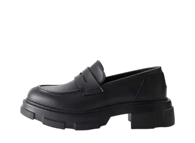HARUTA Women's Chunky Sole Coin Loafers Artificial Leather "Black" #4310