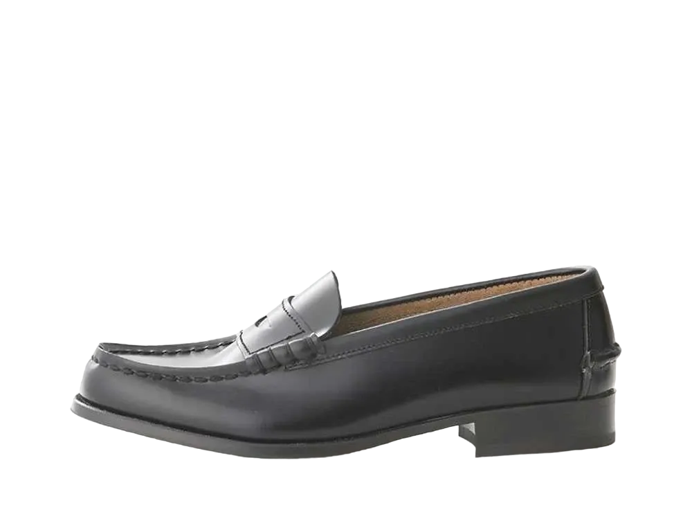 HARUTA Women's Coin Loafers Cowhide Leather "Black" #3048