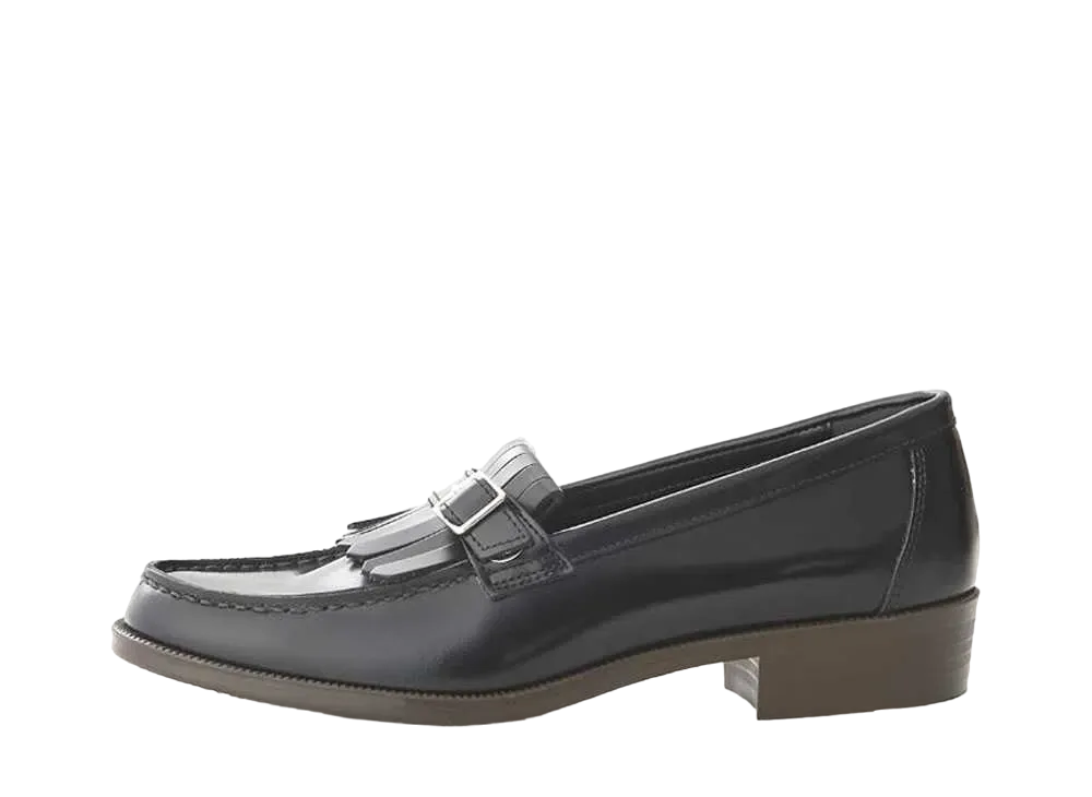 HARUTA Women's Casual Quilted Loafers Cowhide Leather "Black" #232