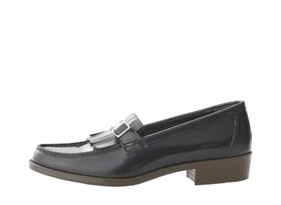 HARUTA Women's Casual Quilted Loafers Cowhide Leather "Black" #232