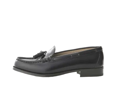 HARUTA Women's Tassel Loafers Cowhide Leather "Black" #303