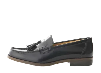 HARUTA Casual Tassel Loafers Cowhide Leather "Black" #921