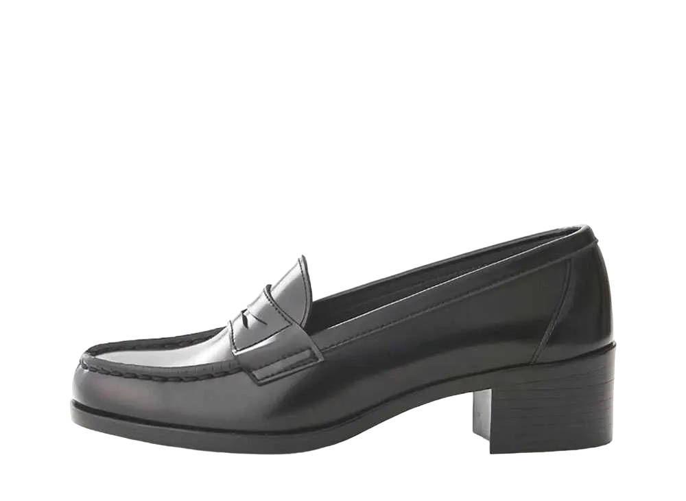 HARUTA Women's Heel Up Loafers Artificial Leather "Black" #4603