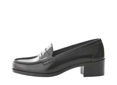 HARUTA Women's Heel Up Loafers Artificial Leather "Black" #4603