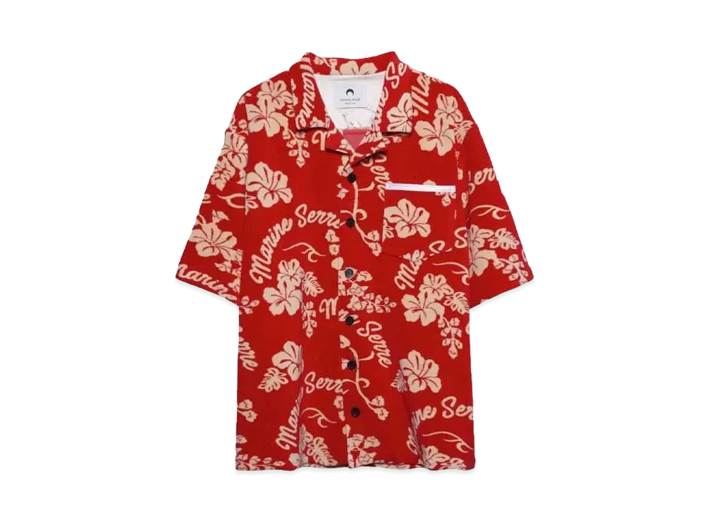 Marine serre JERSEY JACQUARD TOWELS BOWLING SHIRT "RED"