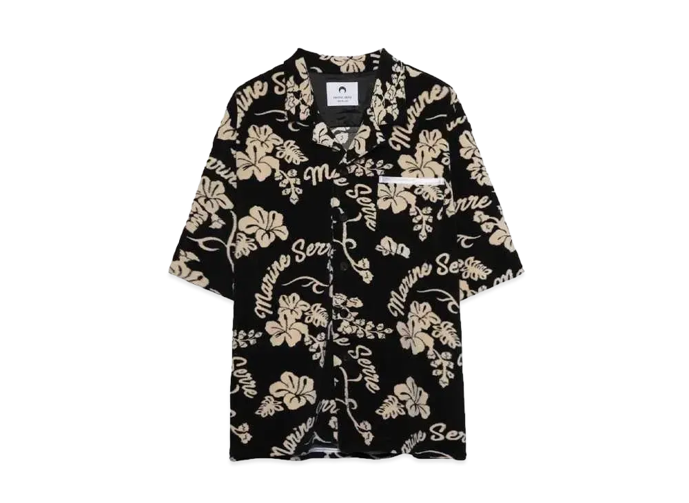 Marine serre JERSEY JACQUARD TOWELS BOWLING SHIRT "BLACK"