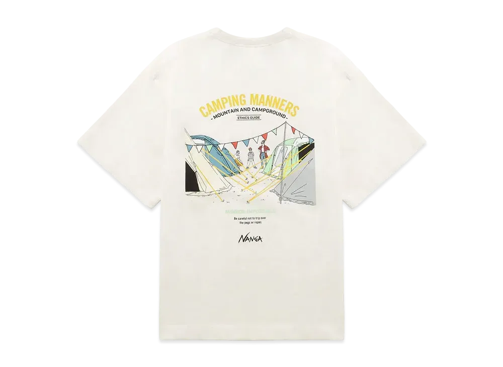 NANGA Eco Hybrid Camping Manners Peg&Rope Tee(Unisex) "White"