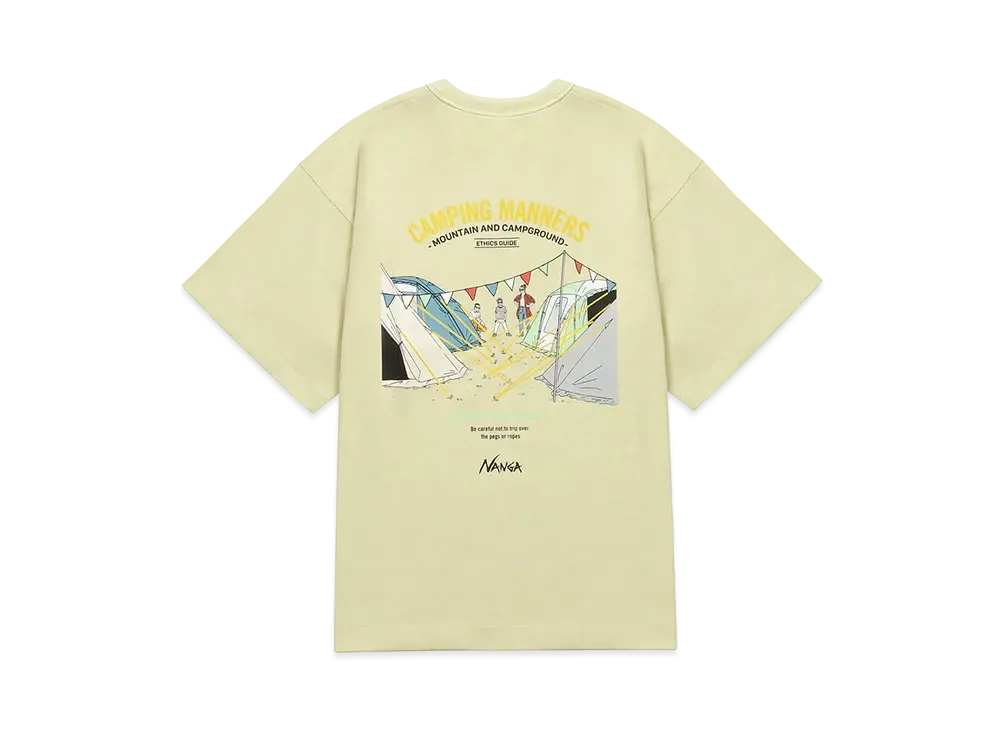 NANGA Eco Hybrid Camping Manners Peg&Rope Tee(Unisex) "Yellow"