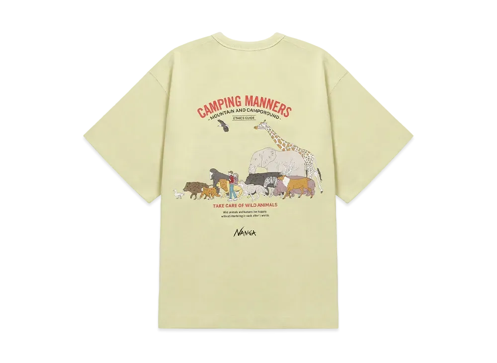 NANGA Eco Hybrid Camping Manners Wild Animals Tee(Unisex) "Yellow"