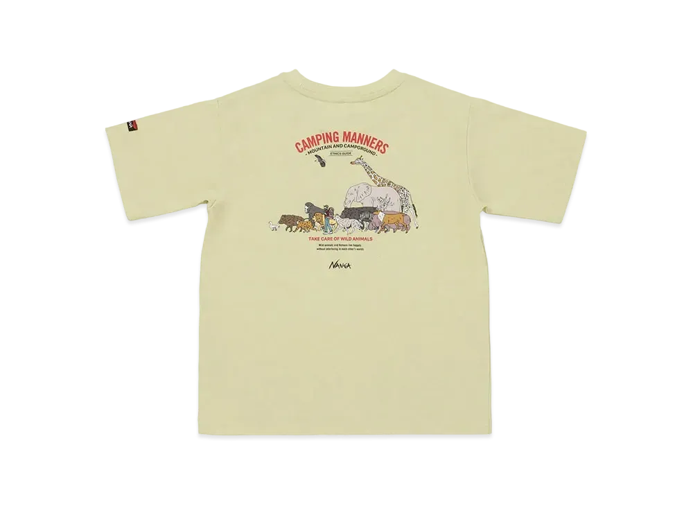 NANGA Eco Hybrid CampingManners Wild Animals Kids Tee "Yellow"