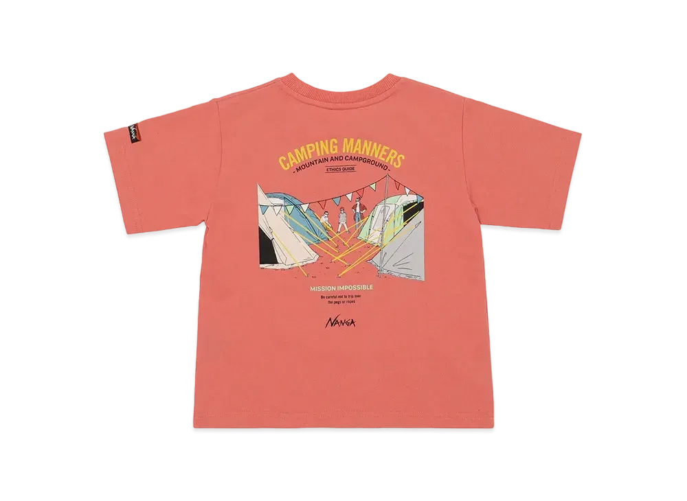 NANGA Eco Hybrid Camping Manners Peg&Rope Kids Tee "Pink"