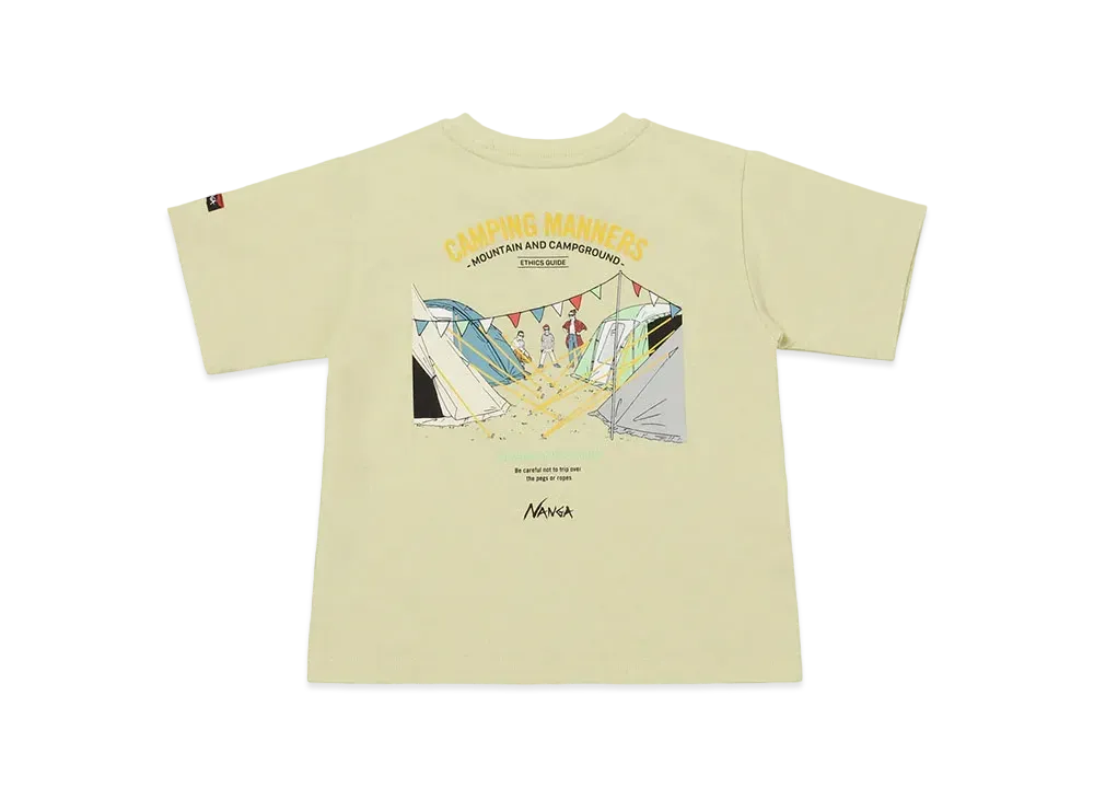 NANGA Eco Hybrid Camping Manners Peg&Rope Kids Tee "Yellow"