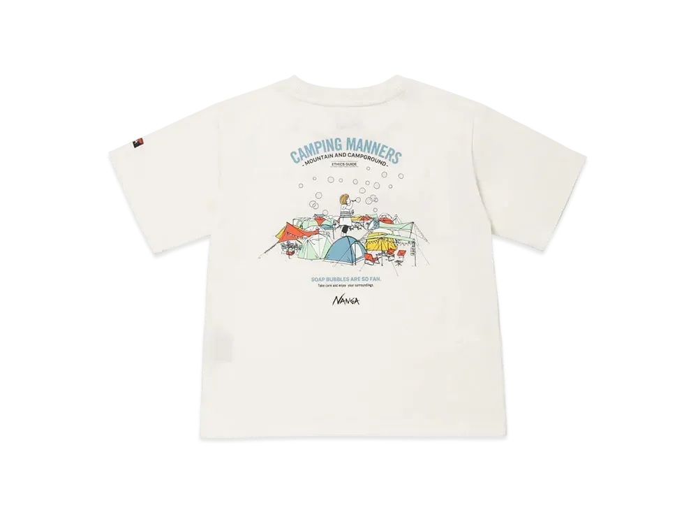 NANGA Eco Hybrid Camping Manners Soap Bubbles Kids Tee "White"
