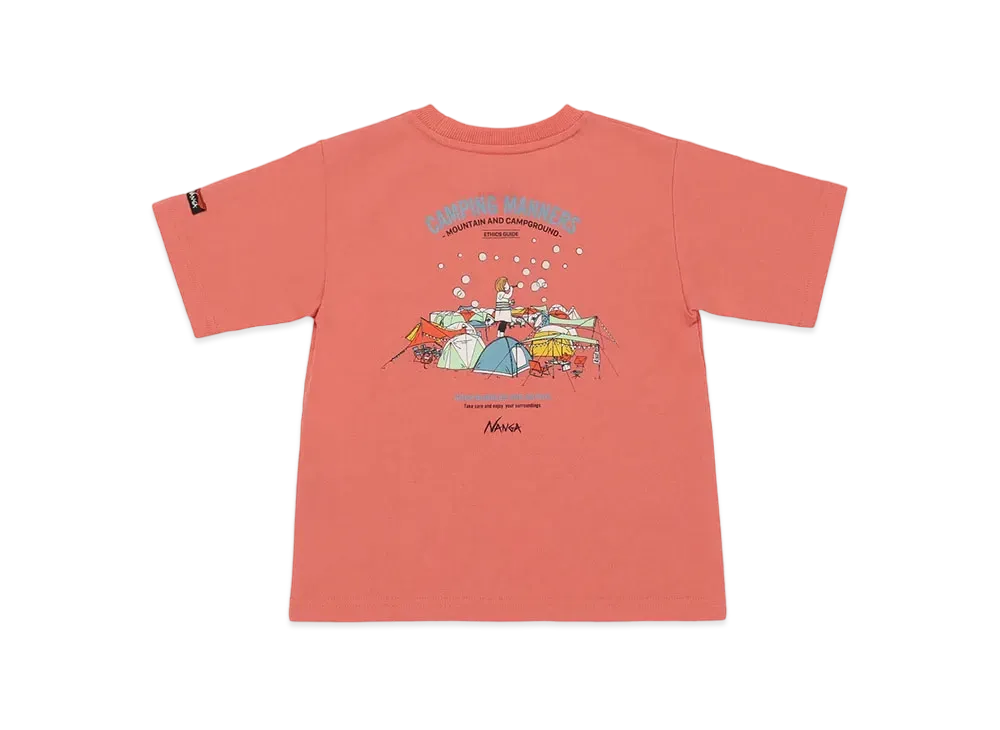 NANGA Eco Hybrid Camping Manners Soap Bubbles Kids Tee "Pink"