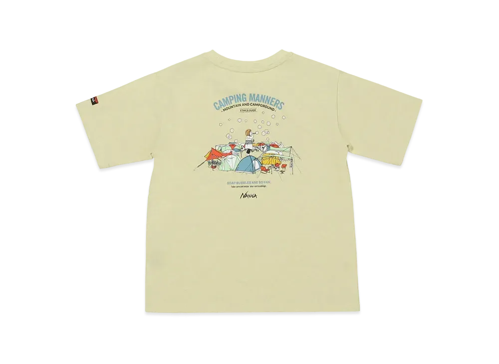NANGA Eco Hybrid Camping Manners Soap Bubbles Kids Tee "Yellow"