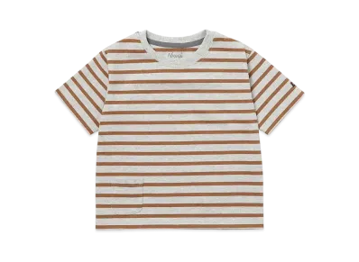 NANGA Eco Hybrid Kids Border Tee "L.Grey/Camel"