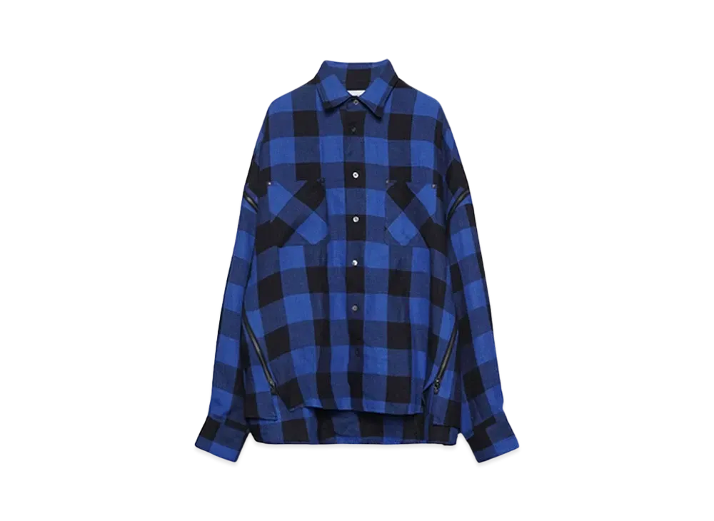 FACETASM BUFFALO CHECK ZIP SHIRT "BLUE CHECK"