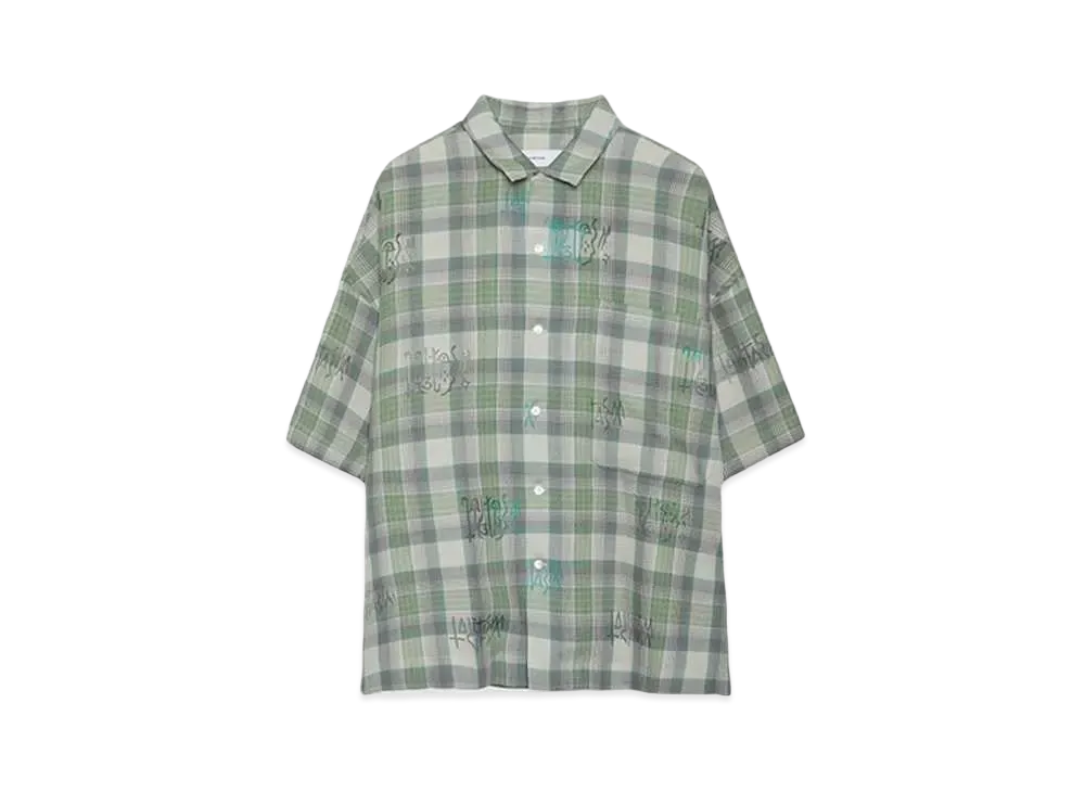 FACETASM ORIGINAL TRANSPARENT CHECK CROPPED SHIRT "GREEN CHECK"