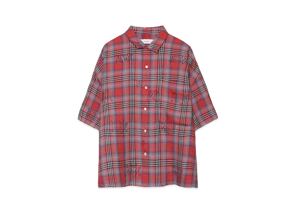 FACETASM ORIGINAL TRANSPARENT CHECK CROPPED SHIRT "RED CHECK"