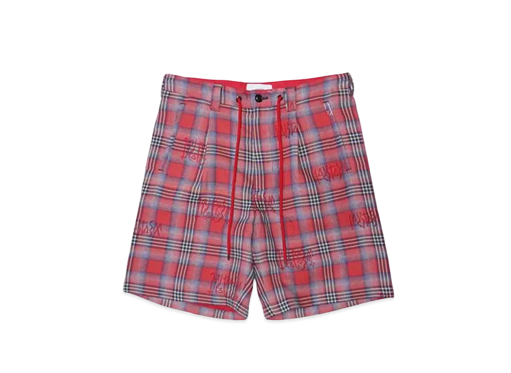 FACETASM ORIGINAL TRANSPARENT CHECK SHORTS "RED CHECK"