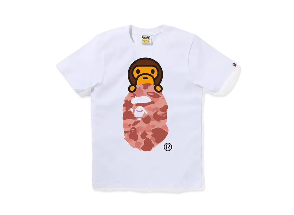 A BATHING APE 1st Camo Milo On Ape Head Tee "WhitexPink"