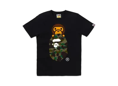 A BATHING APE 1st Camo Milo On Ape Head Tee "BlackxGreen"
