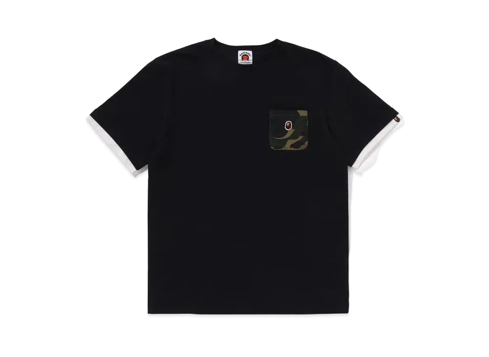 A BATHING APE 1st Camo Pocket College Tee "Black"