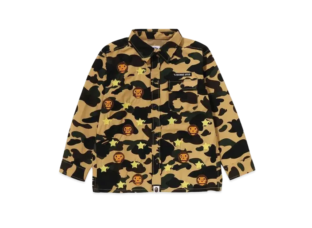 A BATHING APE 1st Camo Baby Milo Sta Military Shirt "Yellow"