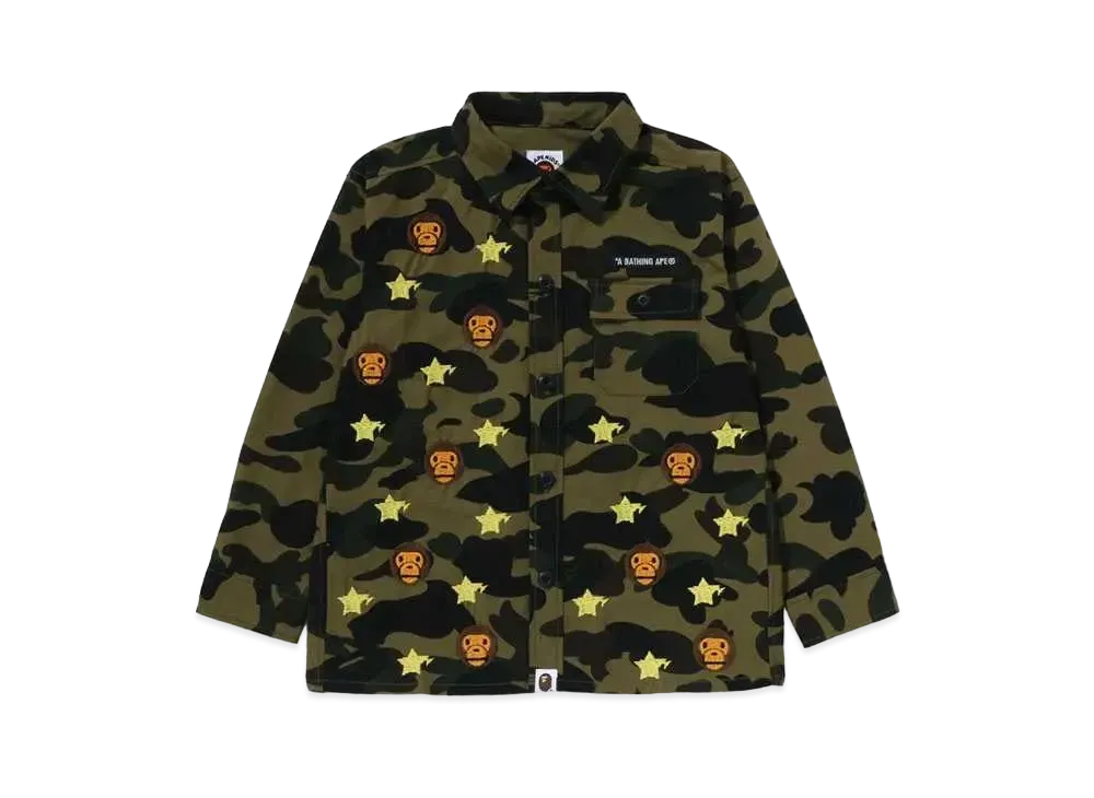 A BATHING APE 1st Camo Baby Milo Sta Military Shirt "Green"