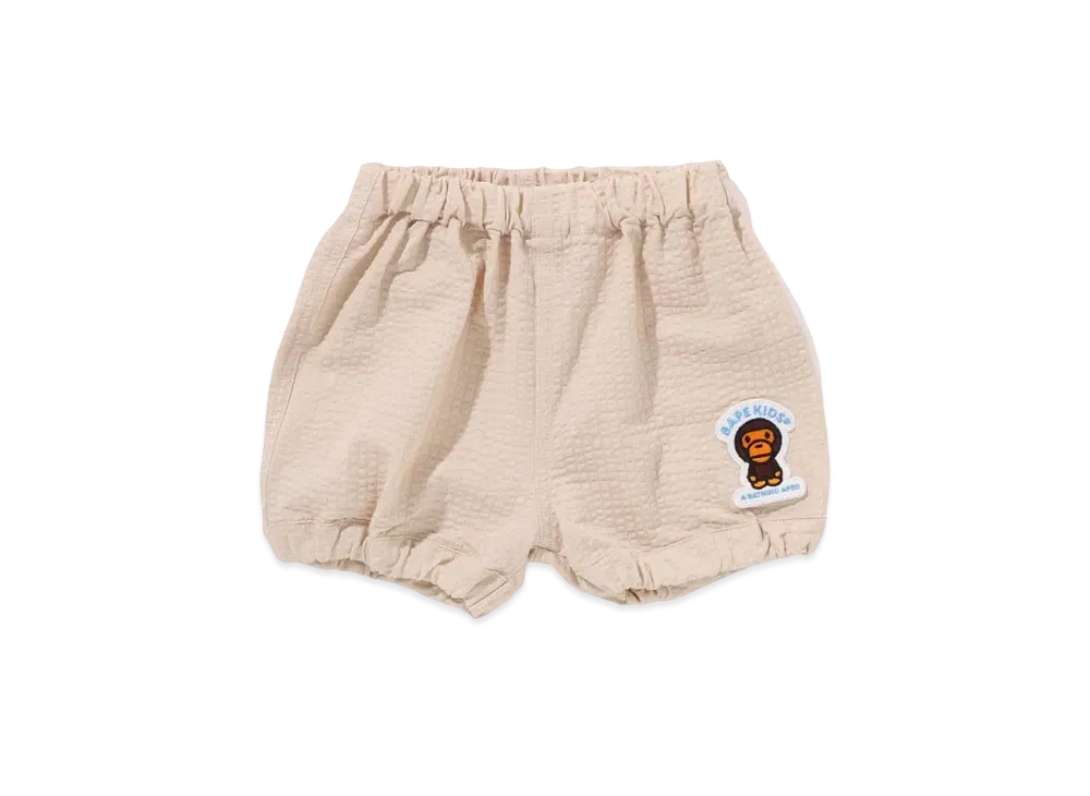 A BATHING APE Baby Milo Patch Baby Shorts "Beige"