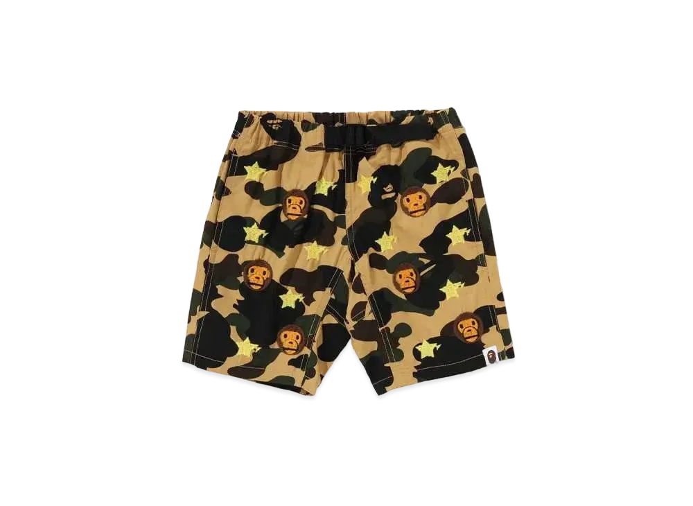 A BATHING APE 1st Camo Baby Milo Sta Embroidery Climbing Shorts "Yellow"