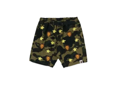 A BATHING APE 1st Camo Baby Milo Sta Embroidery Climbing Shorts "Green"