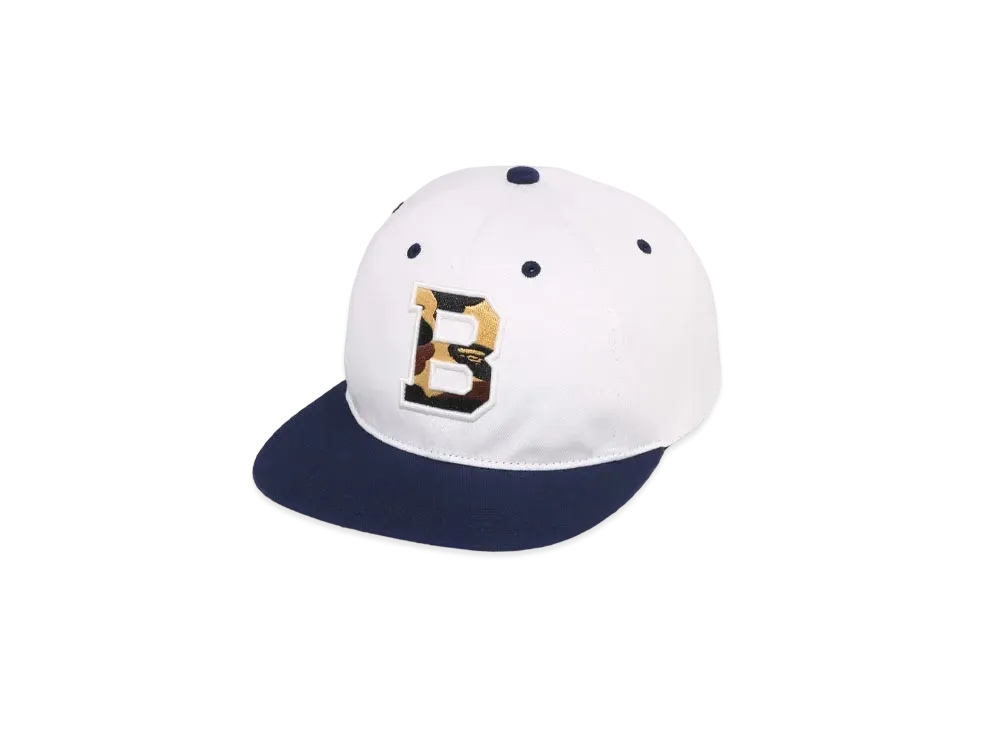 A BATHING APE Color Block Snap Back Cap "White"