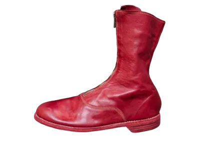 GUIDI Women's Front Zip Army Boots Calf Leather Full Grain "1006T(Red)" 310 Leather Sole