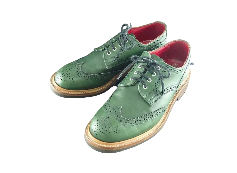 Tricker’s x JUNYA WATANABE COMME des GARCONS MAN Wing Tip Derby Shoes Leather "Khaki" L5679