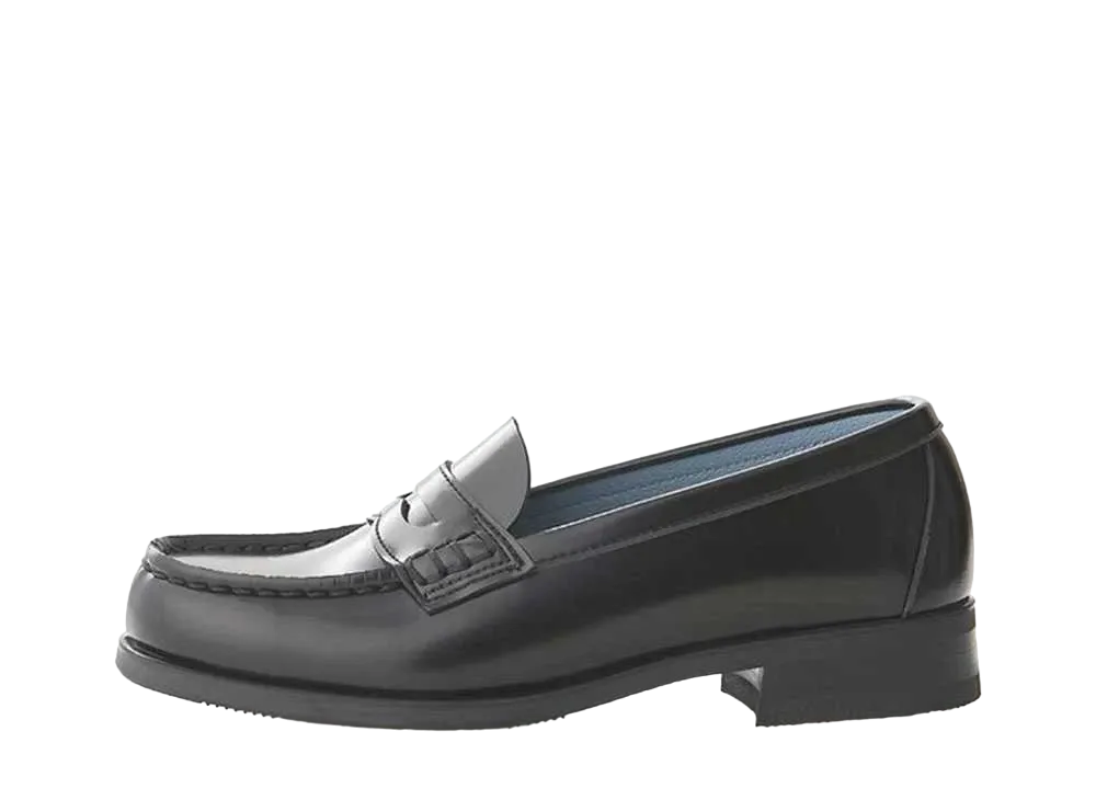 HARUTA Women's Cup Insole Coin Loafers (30mm Heel) Artificial Leather "Black" #45050
