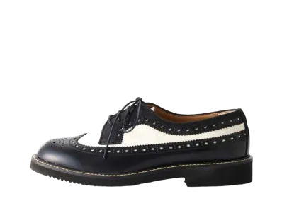 HARUTA Women's Wing Tip Shoes Genuine Leather "Black/White" #379KS